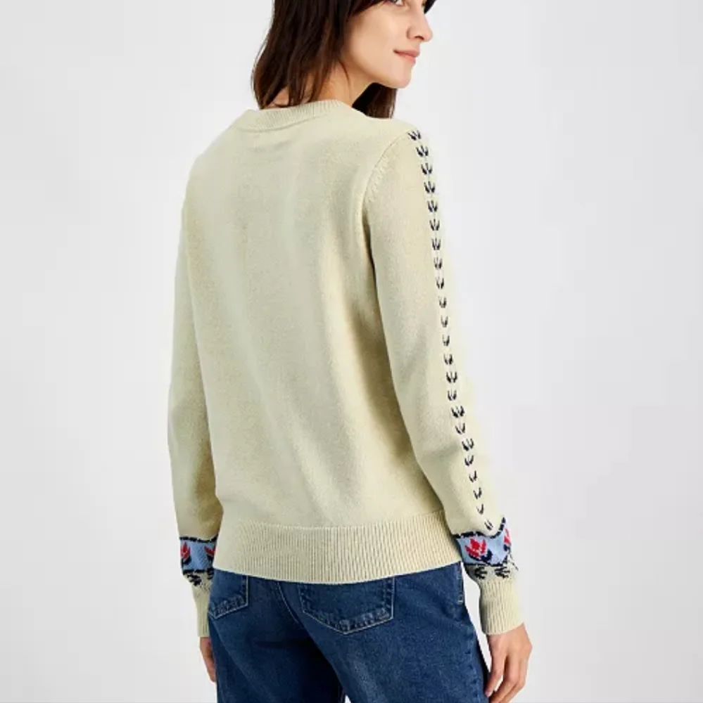 Style & Co Macy's Sweater With Red Roses - Picture 2 of 6